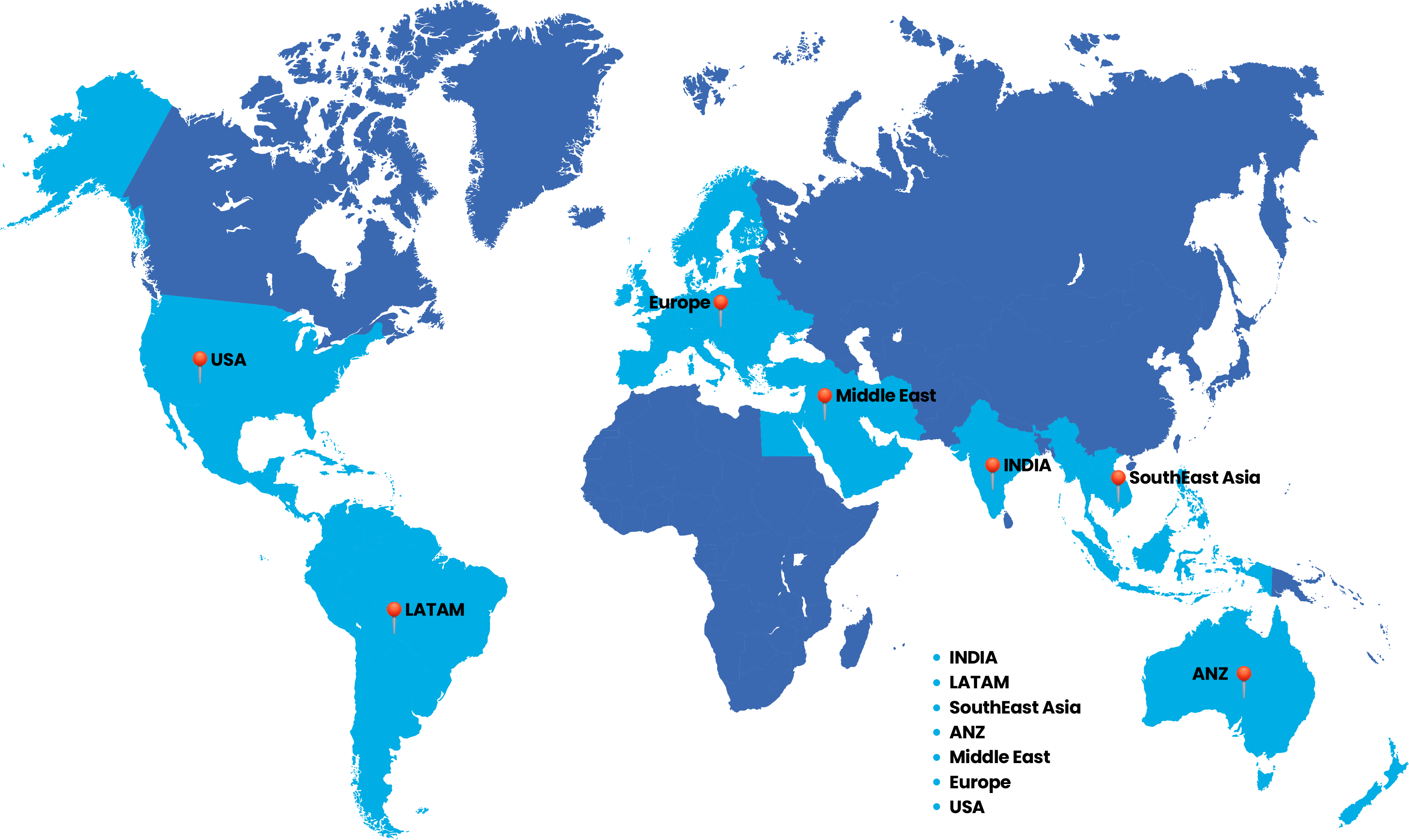 World Map showing global operations